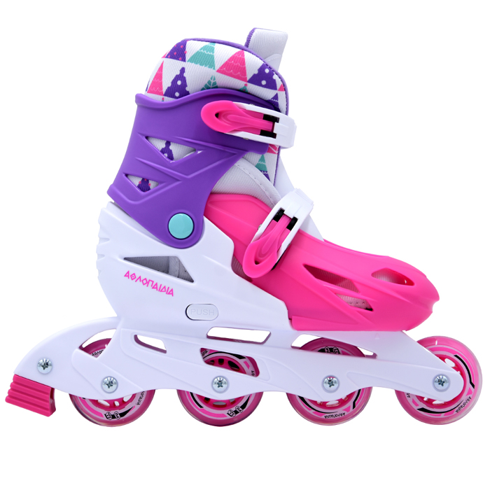 ΑΘΛΟΠΑΙΔΙΑ 3Κ ΠΑΤΙΝΙΑ ROLLER SKATES ΑΥΞΟΜΕΙΟΥΜΕΝΑ IN-LINE ΦΟΥΞΙΑ/ΜΩΒ/ΛΕΥΚΟ (No 35-38)