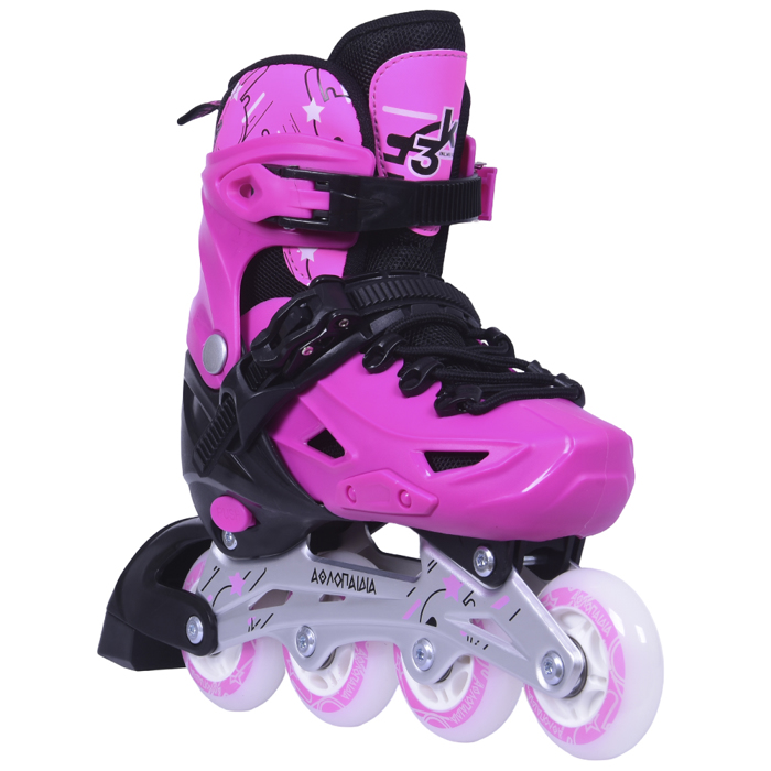 ΑΘΛΟΠΑΙΔΙΑ 3Κ ΠΑΤΙΝΙΑ ROLLER SKATES ΑΥΞΟΜΕΙΟΥΜΕΝΑ IN-LINE ΡΟΖ (No 39-42)